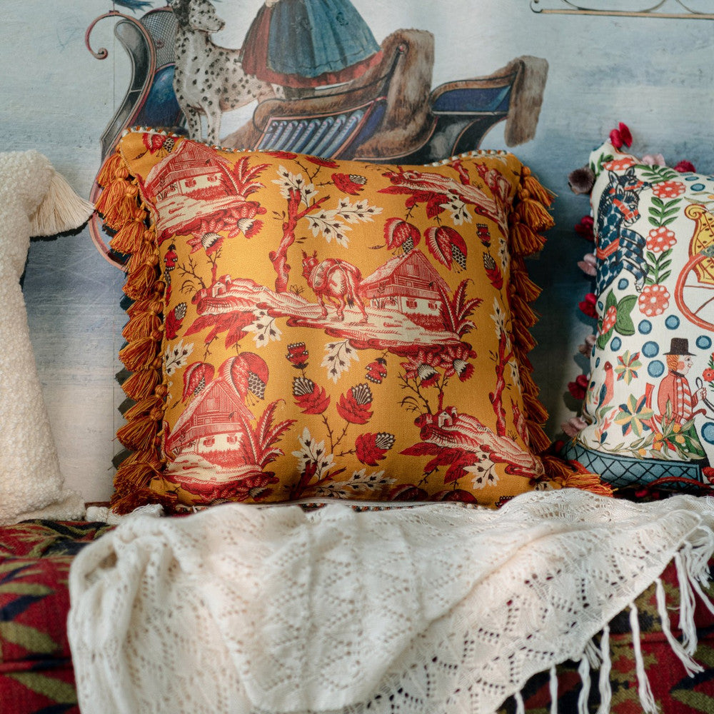 NAMLOS Cushion (LC40186) by Mind The Gap | LC40186 | TYROL APRES-SKI HOME COLLECTION | 20 x 20 in | Ochre, Orange, Red, Taupe | Fabric Carolina | https://www.fabriccarolina.com/