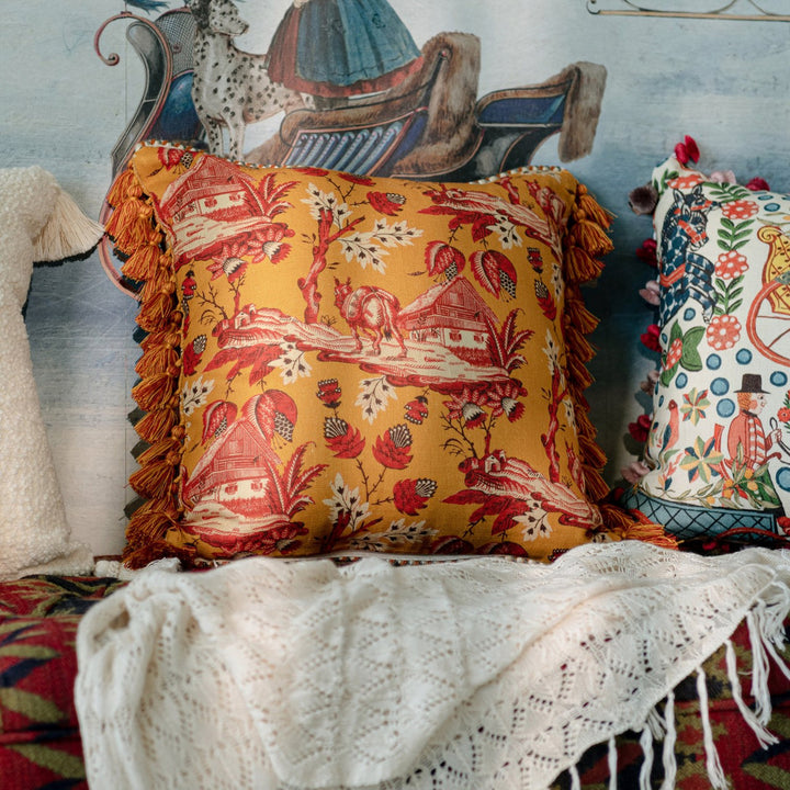 NAMLOS Cushion (LC40186) by Mind The Gap | LC40186 | TYROL APRES-SKI HOME COLLECTION | 20 x 20 in | Ochre, Orange, Red, Taupe | Fabric Carolina | https://www.fabriccarolina.com/