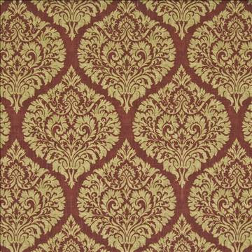 Natchez Damask Scarlet by Kasmir Fabric 1387 100% Cotton SPAIN 50,000 Wyzenbeek Double Rubs H: 13 4/8 inches, V: 17 4/8 inches 54 - 56 - Fabric Carolina - Kasmir