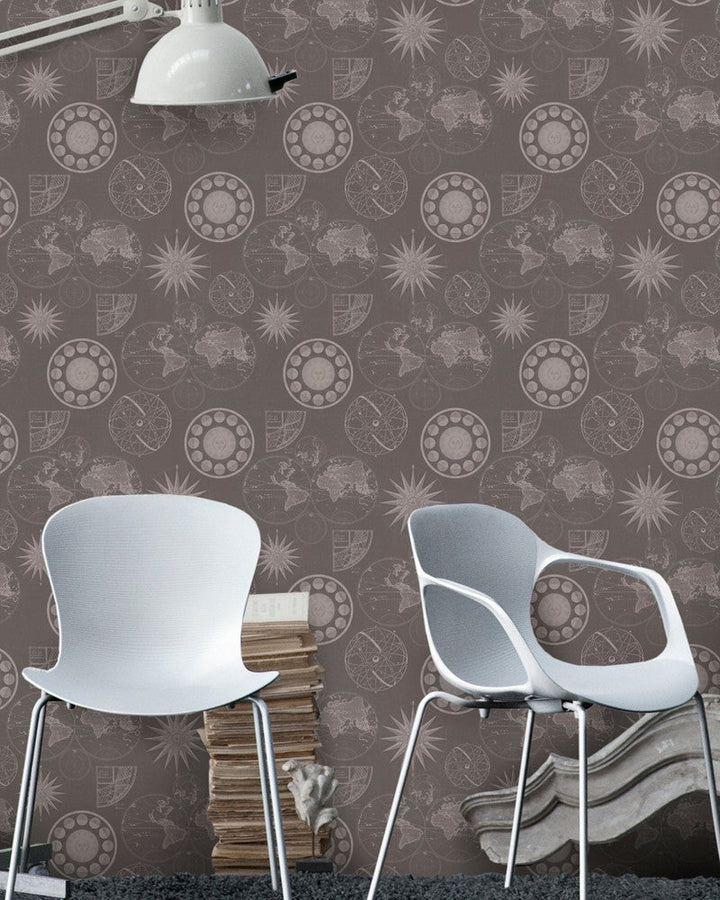 Navigation Brown Premium Wallpaper by Mind the Gap Designer Wallpaper WALLPAPER DESIGNER COLLECTION Non-woven Made in Europe Paste the wall 3 rolls x 20.5 x 3.25 yards - Swanky Fabrics -