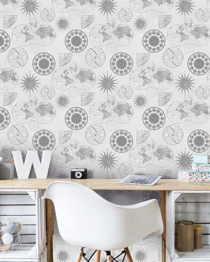 Navigation Neutral Premium Wallpaper by Mind the Gap Designer Wallpaper WALLPAPER DESIGNER COLLECTION Non-woven Made in Europe Paste the wall 3 rolls x 20.5 x 3.25 yards - Swanky Fabrics -