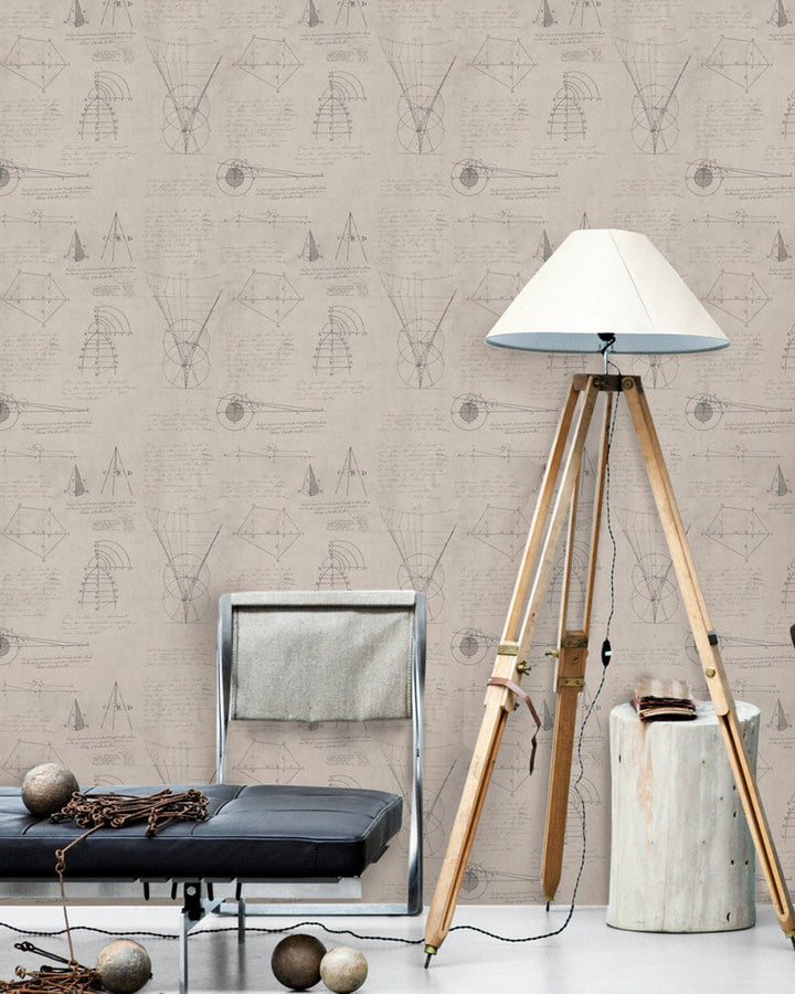 Newton Geometry Taupe Premium Wallpaper by Mind the Gap Designer Wallpaper WALLPAPER DESIGNER COLLECTION Non-woven Made in Europe Paste the wall 3 rolls x 20.5 x 3.25 yards - Swanky Fabrics -
