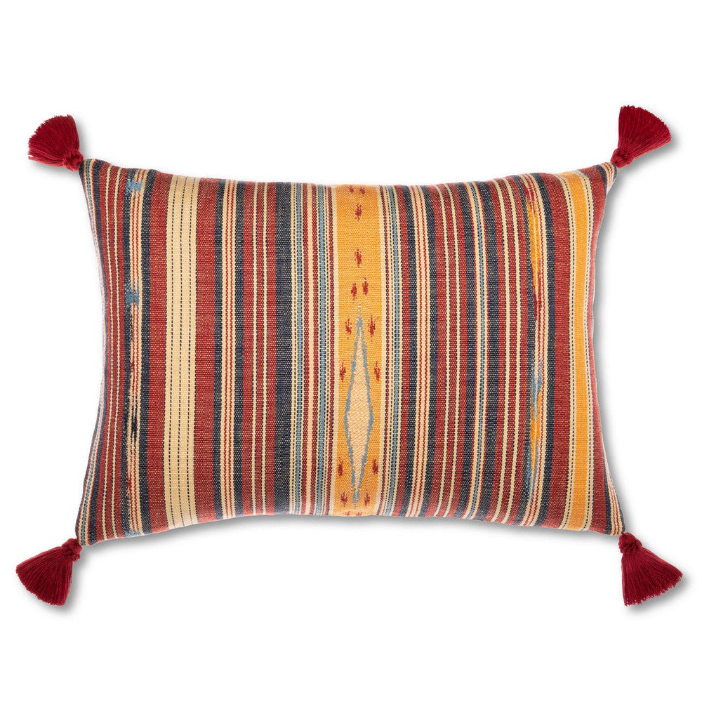 NEYSHABOUR Cushion (LC40171) by Mind The Gap | LC40171 | WOODSTOCK '69 LIFESTYLE COLLECTION | 27,6 x 19,6 in | Blue, Red, Yellow | Fabric Carolina | https://www.fabriccarolina.com/