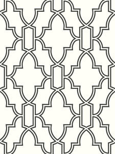 Black and White Tile Trellis Black & White by Seabrook Wallpaper