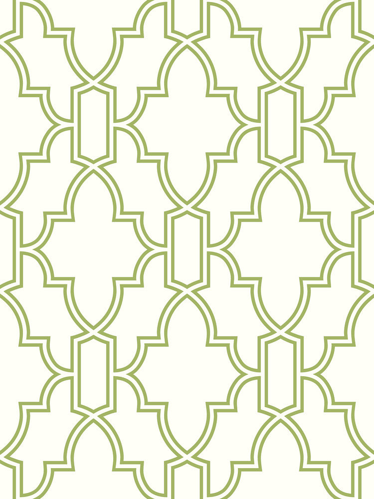 Green and White Tile Trellis Green & White by Seabrook Wallpaper NextWall Peel & Stick United States 30.75 18" 20.5" - Fabric Carolina -