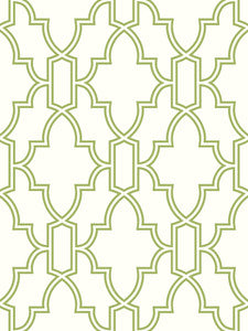 Green and White Tile Trellis Green & White by Seabrook Wallpaper
