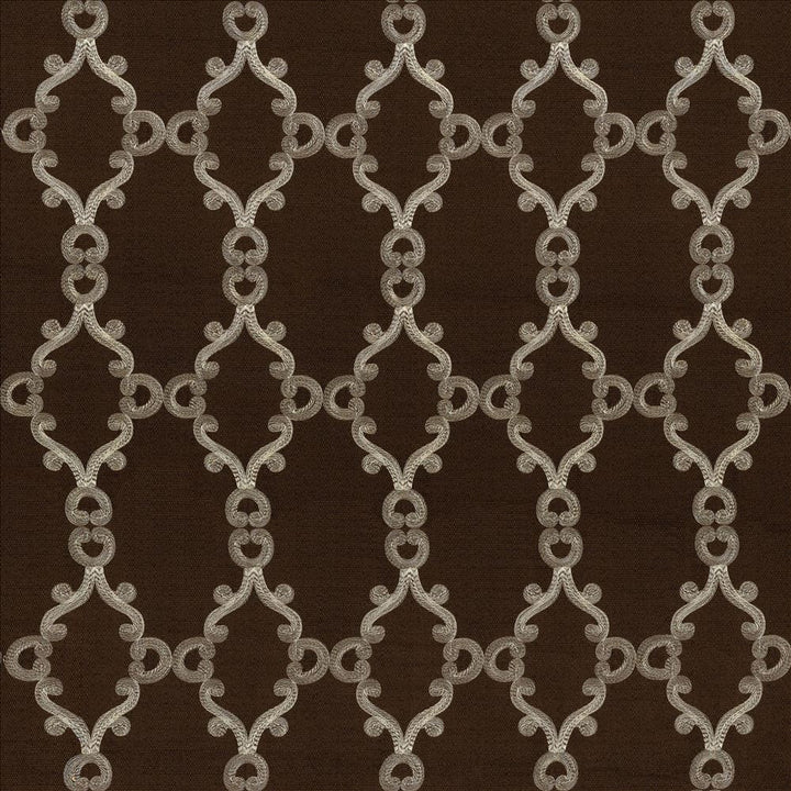 Odette Chocolate by Kasmir Fabric 5068 100% Polyester Embroidery 100% Polyester CHINA Not Tested Horizontal: 5 inches and Vertical: 7 6/8 inches 56 - 58 - Fabric Carolina -