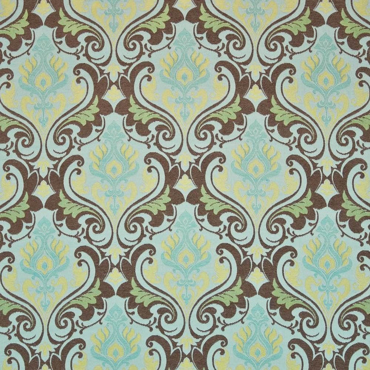 Oishii Turquoise by Kasmir Fabric 1406 74% Rayon
26% Polyester
 CHINA </p><p>Repeat: Horizontal: 14 4/8 inches and Vertical: 19 inches 54 - Fabric Carolina -