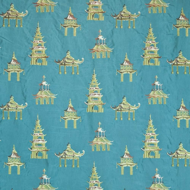 Old Shanghai Turquoise by Kasmir Fabric 1406 44% Rayon 30% Nylon 26% Polyester CHINA 12,000 Wyzenbeek Double Rubs Horizontal: 28 inches and Vertical: 22 4/8 inches 54 - Fabric Carolina -