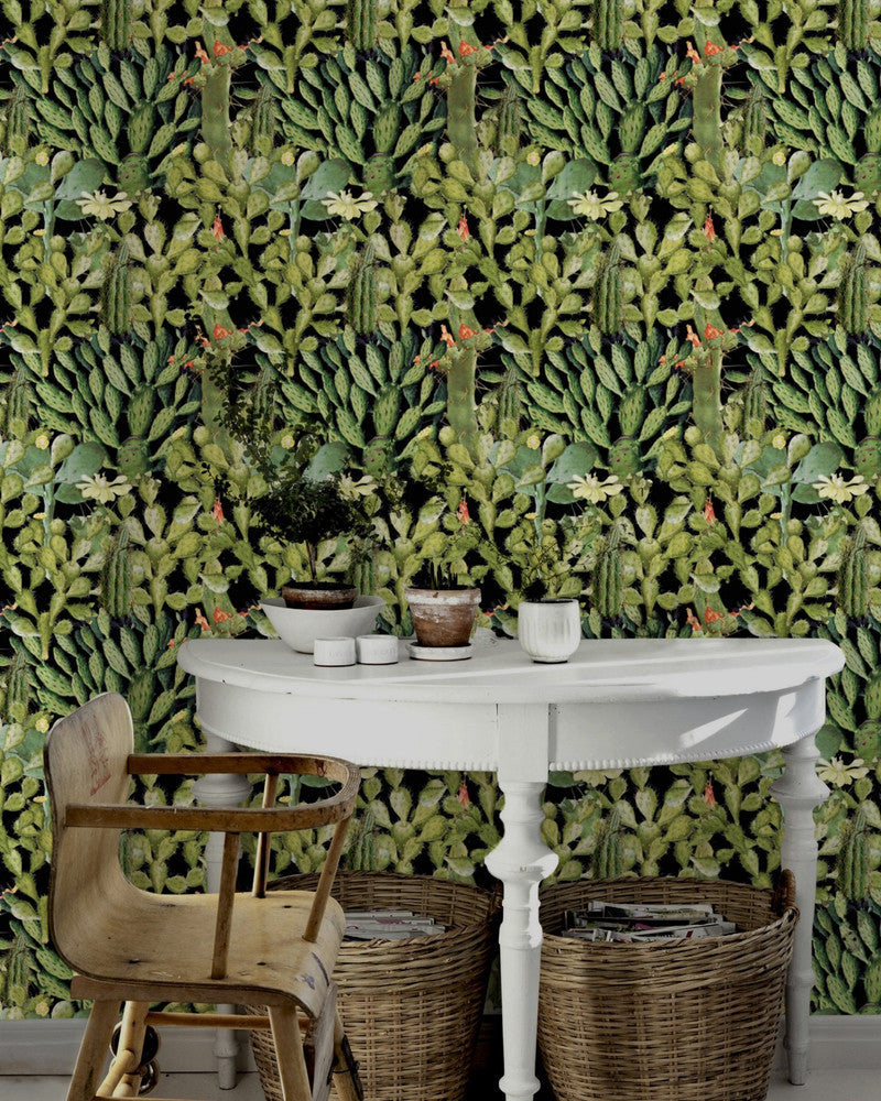 Mind The Gap Wallpaper OPUNTIA Anthracite (WP20165) | WP20165 | PREMIUM DESIGNER WALLPAPER COLLECTION | 3 rolls x 20.5 x 118.1 in | 0.52m / 20.5in | 3m / 118in | 4.65mp | 60cm / 23.6in | Anthracite, Green | Non-woven | Paste the wall | 3-rolls in a box | Fabric Carolina | https://www.fabriccarolina.com/