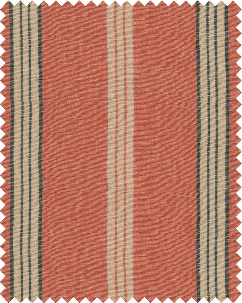 Oregon Stripes Orange Washed Linen by Mind the Gap Designer Fabric WOODSTOCK '69 LIFESTYLE COLLECTION 100% Linen, stonewashed woven fabric Made in Turkey W 50cm x L 50cm / W 19.6in x L 19.6in 59.05in - Swanky Fabrics -