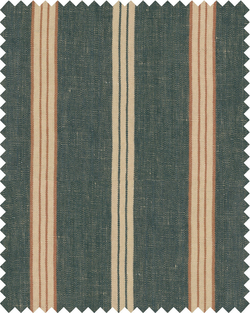 OREGON STRIPES Denim Washed Linen (FB00086) by Mind The Gap | FB00086 | WOODSTOCK '69 LIFESTYLE COLLECTION | Grey, Red | Fabric Carolina | https://www.fabriccarolina.com/