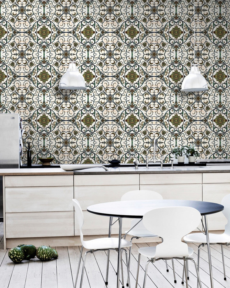 Organic Tile Premium Wallpaper by Mind the Gap Designer Wallpaper WALLPAPER DESIGNER COLLECTION Non-woven Made in Europe Paste the wall 3 rolls x 20.5 x 3.25 yards - Swanky Fabrics -