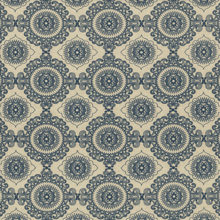Ornamental Indigo by Kasmir Fabric 5156 38% Cotton
30% Polyester
16% Linen
16% Viscose
 INDIA </p><p>Repeat: Horizontal: 9 2/8 inches and Vertical: 9 inches 55 - Fabric Carolina -