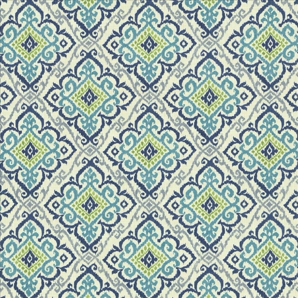 Oswego Capri Blue by Kasmir Fabric 1453 75% Cotton
25% Linen
 PAKISTAN 20,000 Wyzenbeek Double Rubs </p><p>Repeat: Horizontal: 13 4/8 inches and Vertical: 25 inches 55 - Fabric Carolina -