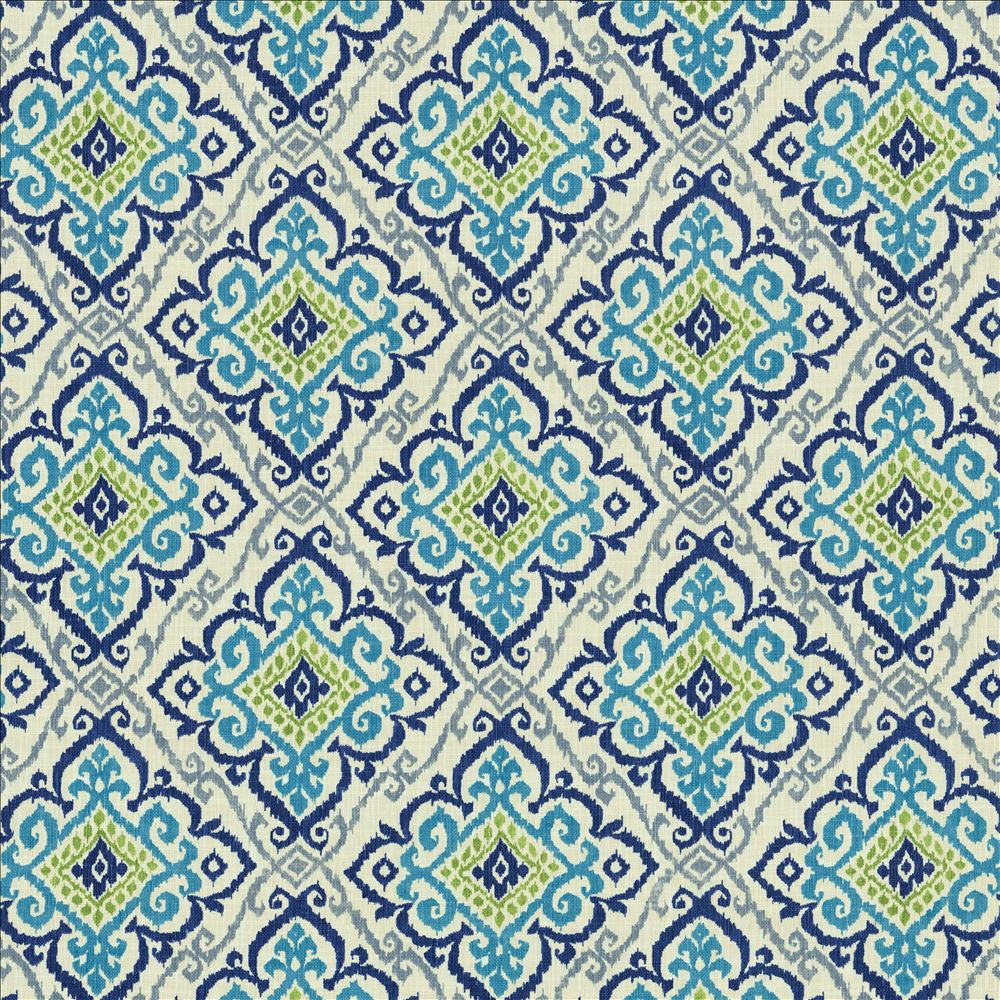 Oswego Capri Blue by Kasmir Fabric 1453 75% Cotton
25% Linen
 PAKISTAN </p><p>Repeat: Horizontal: 13 4/8 inches and Vertical: 25 inches 55 - Fabric Carolina -