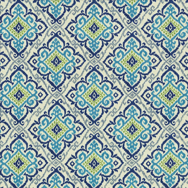 Oswego Capri Blue by Kasmir Fabric 1453 75% Cotton
25% Linen
 PAKISTAN </p><p>Repeat: Horizontal: 13 4/8 inches and Vertical: 25 inches 55 - Fabric Carolina -