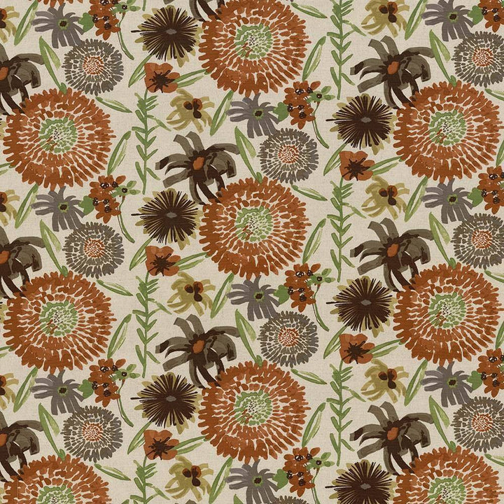 Painterly Garden Persimmon by Kasmir Fabric 5079 CHINA 30,000 Martindale Cycles H: 27 inches, V:13 4/8 inches 54 - Fabric Carolina - Kasmir