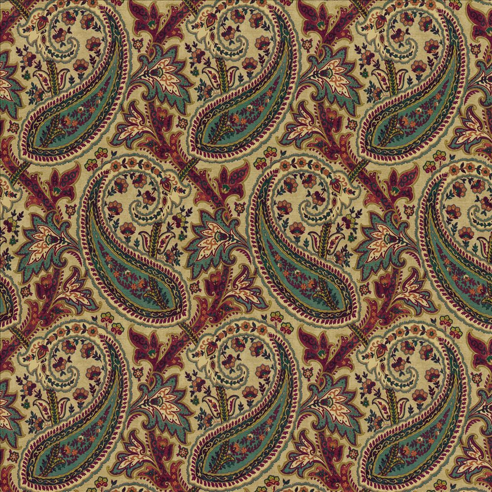 Paisley Park Currant by Kasmir Fabric 5155 100% Cotton CHINA 39,000 Wyzenbeek Double Rubs Horizontal: 13 4/8 inches and Vertical: 27 inches 54 - Fabric Carolina -