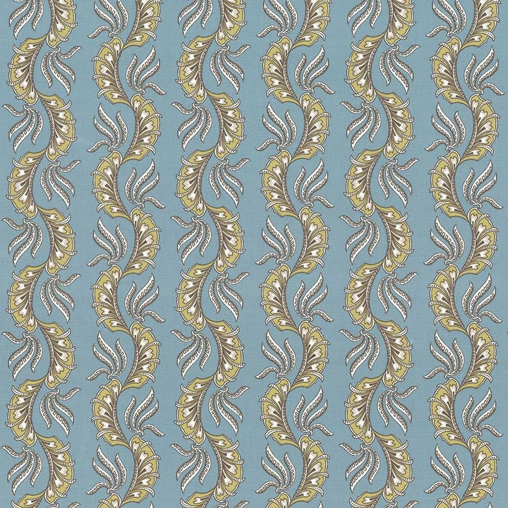 Paisley Scallop Aqua by Kasmir Fabric 1427 100% Cotton TURKEY Not Tested Horizontal: 9 1/8 inches and Vertical: 6 3/8 inches 55 - Fabric Carolina -