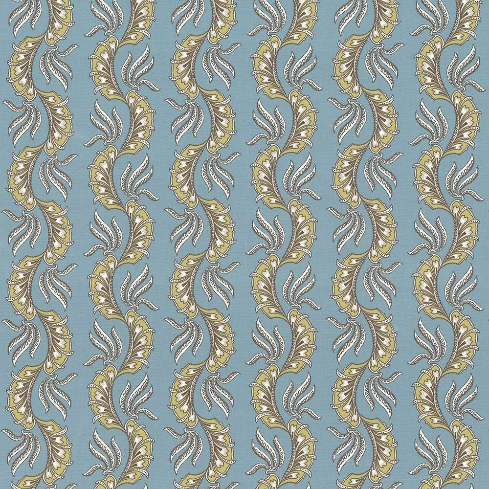 Paisley Scallop Aqua by Kasmir Fabric 1427 TURKEY Not Tested H: 9 1/8 inches, V:6 3/8 inches 55 - Fabric Carolina - Kasmir