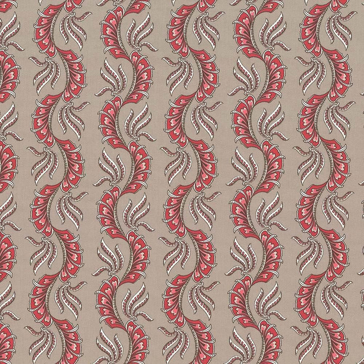Paisley Scallop Pomegranate  by Kasmir Fabric See sample 100% Cotton
 TURKEY Not Tested </p><p>Repeat: Horizontal: 9 1/8 inches and Vertical: 6 3/8 inches 55  - Fabric Carolina -