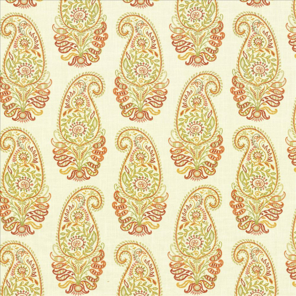 Paisley Shower Harvest by Kasmir Fabric 5121 100% Cotton SPAIN 100,000 Wyzenbeek Double Rubs Horizontal: 13 4/8 inches and Vertical: 13 4/8 inches 54 - Fabric Carolina -