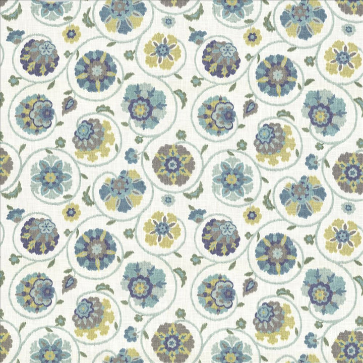 Palampore Garden Aquamarine by Kasmir Fabric 5065 100% Cotton
 USA 15,000 Wyzenbeek Double Rubs Horizontal: 27 inches and Vertical: 27 inches 54 - Fabric Carolina -