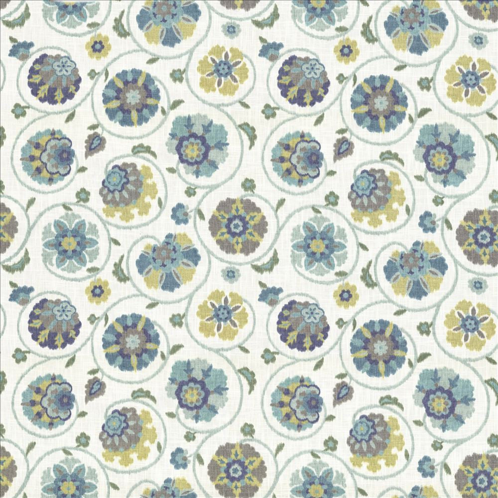 Palampore Garden Aquamarine by Kasmir Fabric 5065 100% Cotton USA 15,000 Wyzenbeek Double Rubs Horizontal: 27 inches and Vertical: 27 inches 54 - Fabric Carolina -
