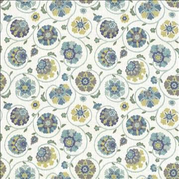 Palampore Garden Aquamarine by Kasmir Fabric 5065 100% Cotton USA 15,000 Wyzenbeek Double Rubs H: 27 inches, V: 27 inches 54 - Fabric Carolina - Kasmir