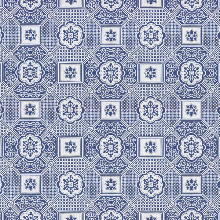 Palatial Maze Blue Jay by Kasmir Fabric 5115 USA 15,000 Wyzenbeek Double Rubs H: 13 inches, V:12 2/8 inches 54 - 55 - Fabric Carolina - Kasmir