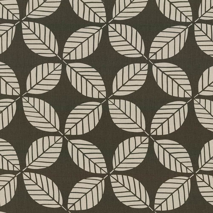 Palm Frond Mocha by Kasmir Fabric 1416 100% Linen CHINA 15,000 Wyzenbeek Double Rubs Horizontal: 13 4/8 inches and Vertical: 12 5/8 inches 54 - Fabric Carolina -