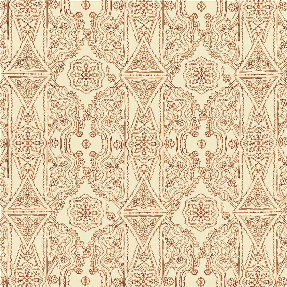 Panwar Burnt Orange by Kasmir Fabric 5155 55% Linen
45% Cotton
 CHINA </p><p>Repeat: Horizontal: 13 5/8 inches and Vertical: 17 inches 54 - Fabric Carolina -