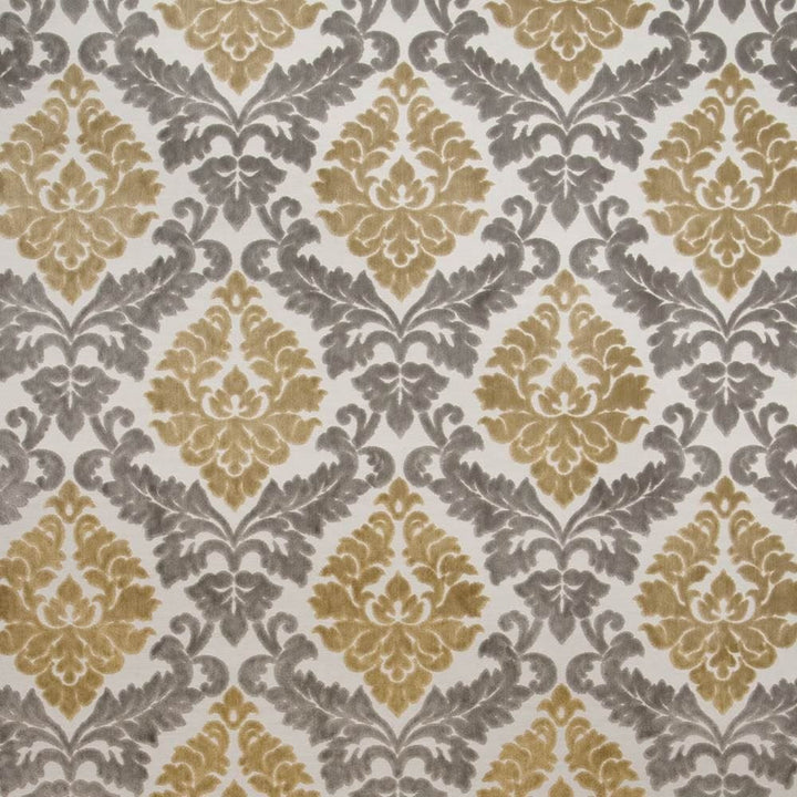 Paoli Damask Golden Haze by Kasmir Fabric 1397 43% Viscose 42% Cotton 15% Polyester INDIA 55,000 Martindale Cycles Horizontal: 14 5/8 inches and Vertical: 18 1/8 inches 55 - 60 - Fabric Carolina -