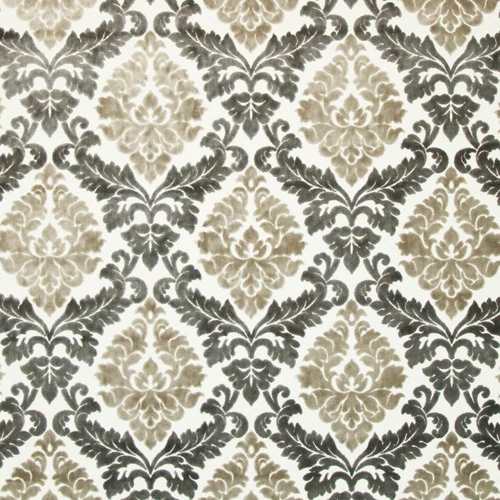 Paoli Damask Sable by Kasmir Fabric 1396 43% Viscose 42% Cotton 15% Polyester INDIA 55,000 Martindale Cycles Horizontal: 14 5/8 inches and Vertical: 18 1/8 inches 55 - 60 - Fabric Carolina -