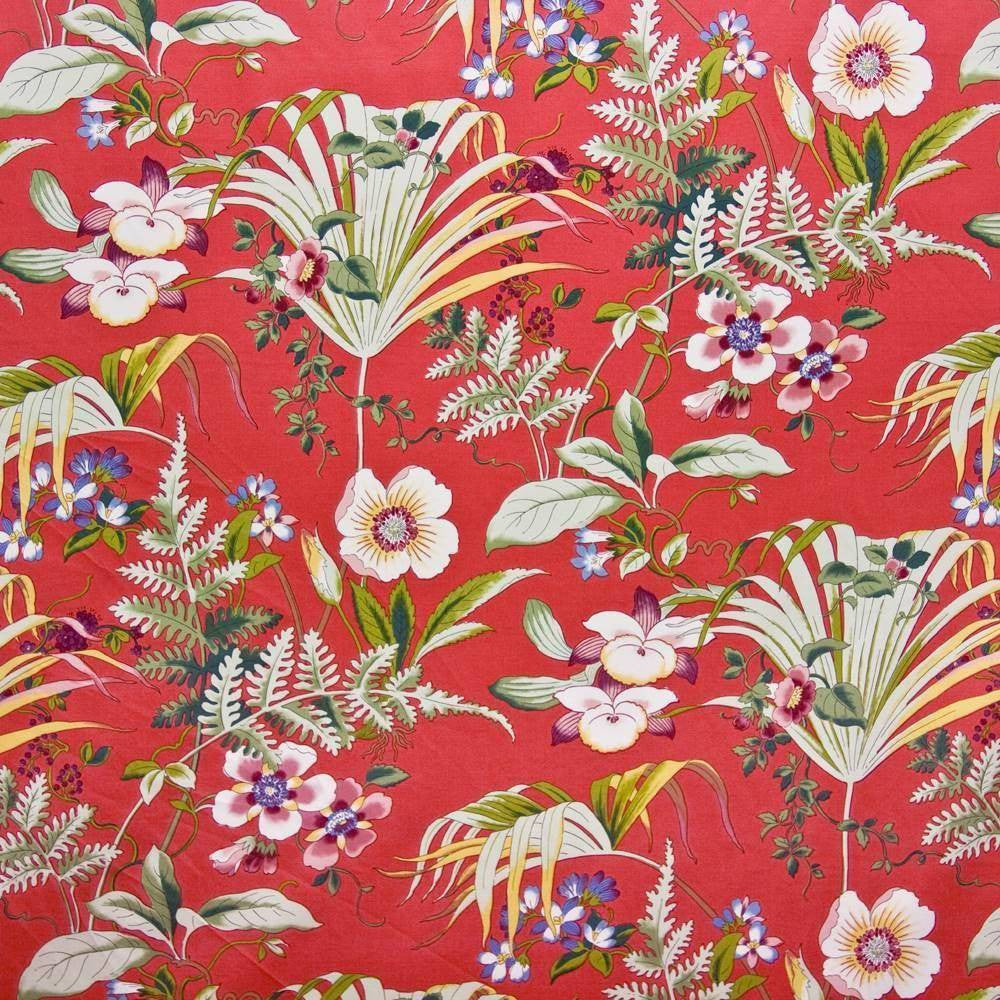Paradise Palm Coral by Kasmir Fabric 1389 CHINA 10,000 Wyzenbeek Double Rubs H: 13 4/8 inches, V:25 2/8 inches 54 - Fabric Carolina - Kasmir