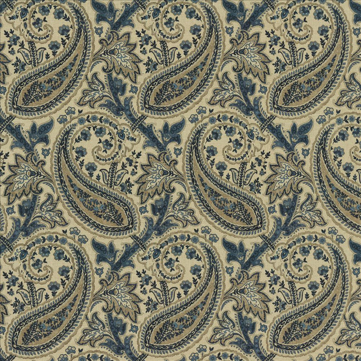 Parisi Paisley Ink by Kasmir Fabric 5154 55% Linen 45% Cotton CHINA 27,000 Wyzenbeek Double Rubs Horizontal: 13 4/8 inches and Vertical: 27 inches 53 - Fabric Carolina -