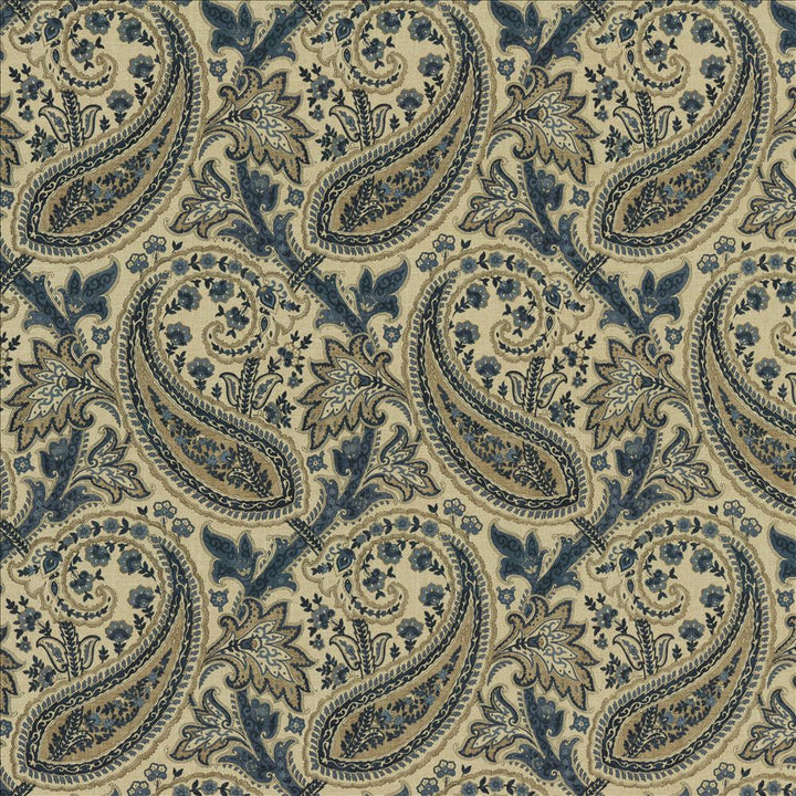 Parisi Paisley Ink by Kasmir Fabric 5154 55% Linen
45% Cotton
 CHINA 27,000 Wyzenbeek Double Rubs Horizontal: 13 4/8 inches and Vertical: 27 inches 53 - Fabric Carolina -