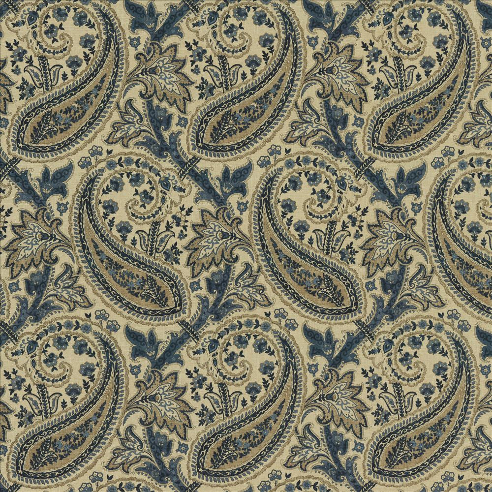 Parisi Paisley Ink  by Kasmir Fabric See sample 55% Linen
45% Cotton
 CHINA 27,000 Wyzenbeek Double Rubs </p><p>Repeat: Horizontal: 13 4/8 inches and Vertical: 27 inches 53  - Fabric Carolina -