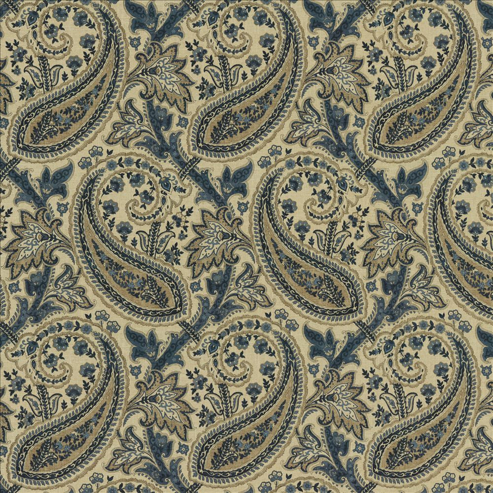 Parisi Paisley Ink by Kasmir Fabric 5154 55% Linen
45% Cotton
 CHINA </p><p>Repeat: Horizontal: 13 4/8 inches and Vertical: 27 inches 53 - Fabric Carolina -