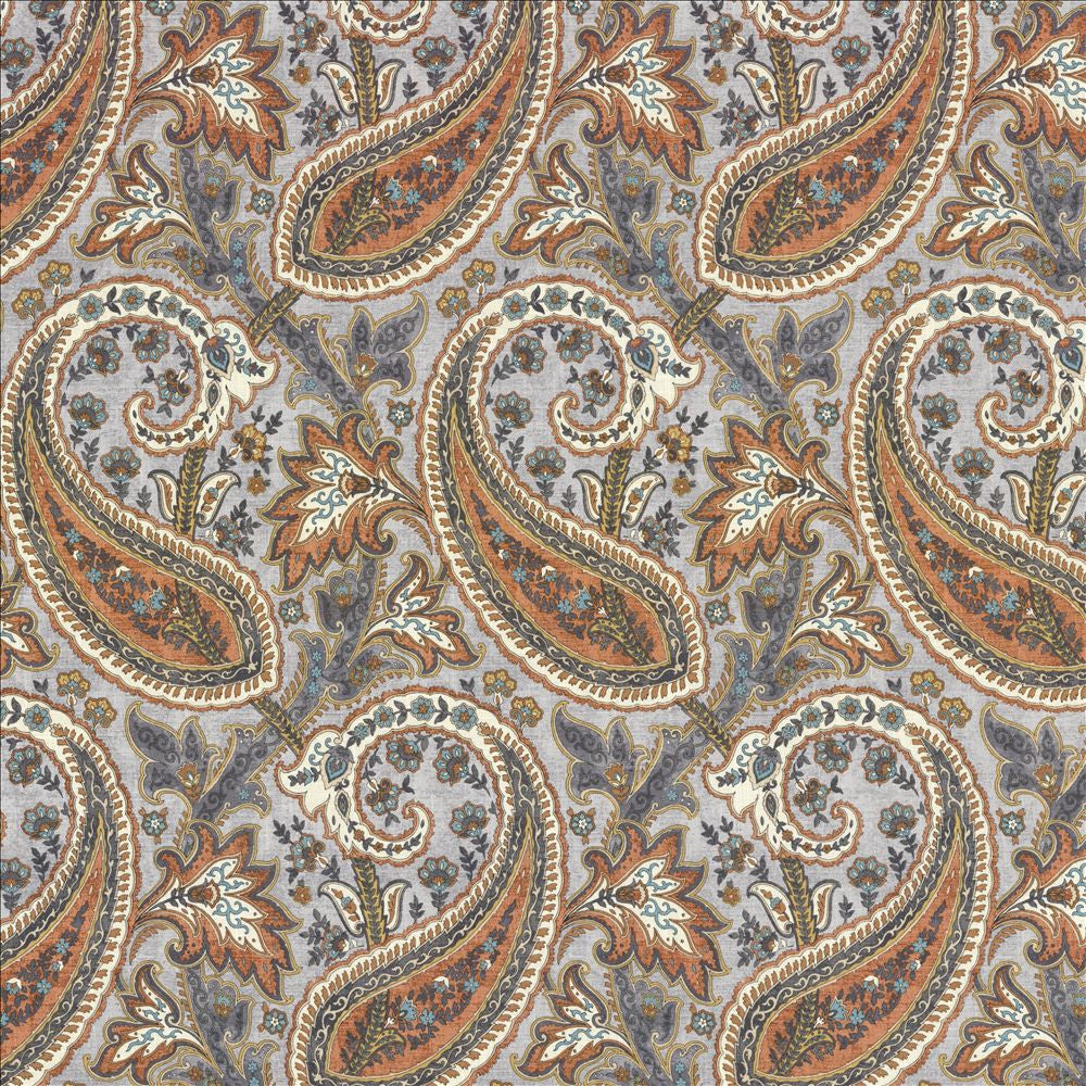 Parisi Paisley Persimmon by Kasmir Fabric 5121 55% Linen
45% Cotton
 CHINA </p><p>Repeat: Horizontal: 13 4/8 inches and Vertical: 27 inches 53 - Fabric Carolina -