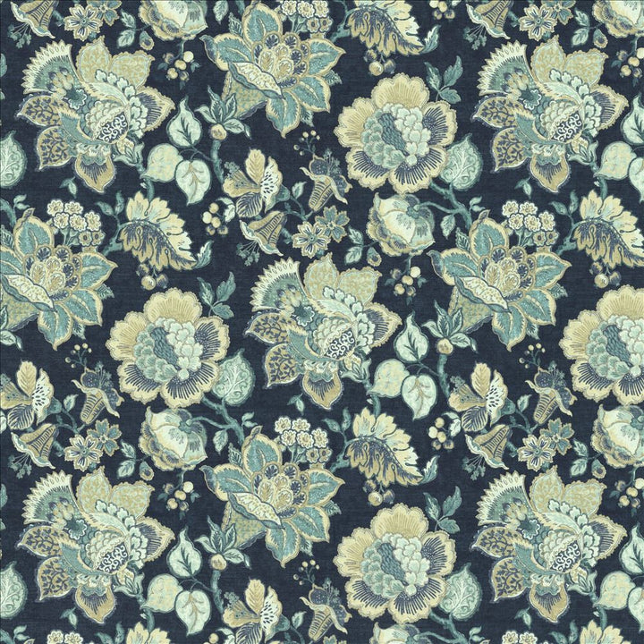 Parisian Park Indigo by Kasmir Fabric 1454 100% Cotton
 SPAIN 30,000 Wyzenbeek Double Rubs Horizontal: 27 inches and Vertical: 27 inches 54 - Fabric Carolina -