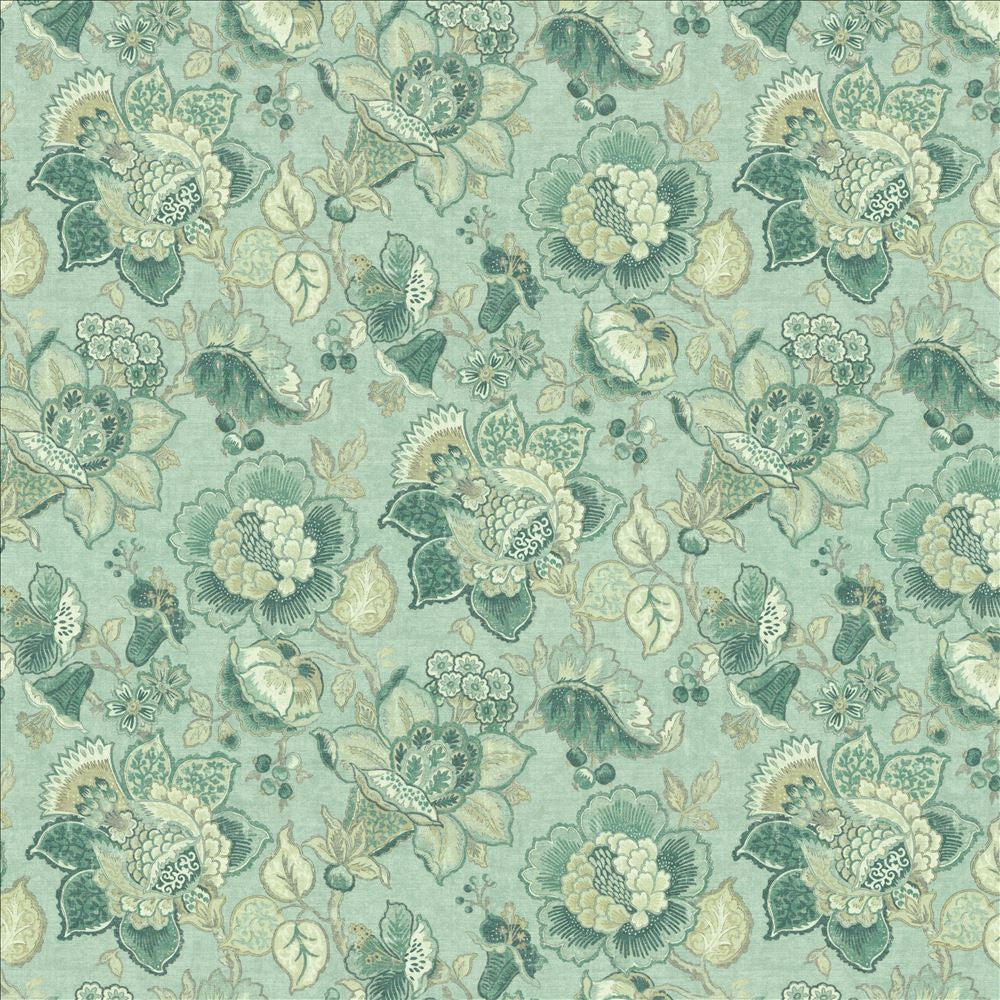 Parisian Park Seafoam by Kasmir Fabric 1453 100% Cotton
 SPAIN 30,000 Wyzenbeek Double Rubs Horizontal: 27 inches and Vertical: 27 inches 54 - Fabric Carolina -