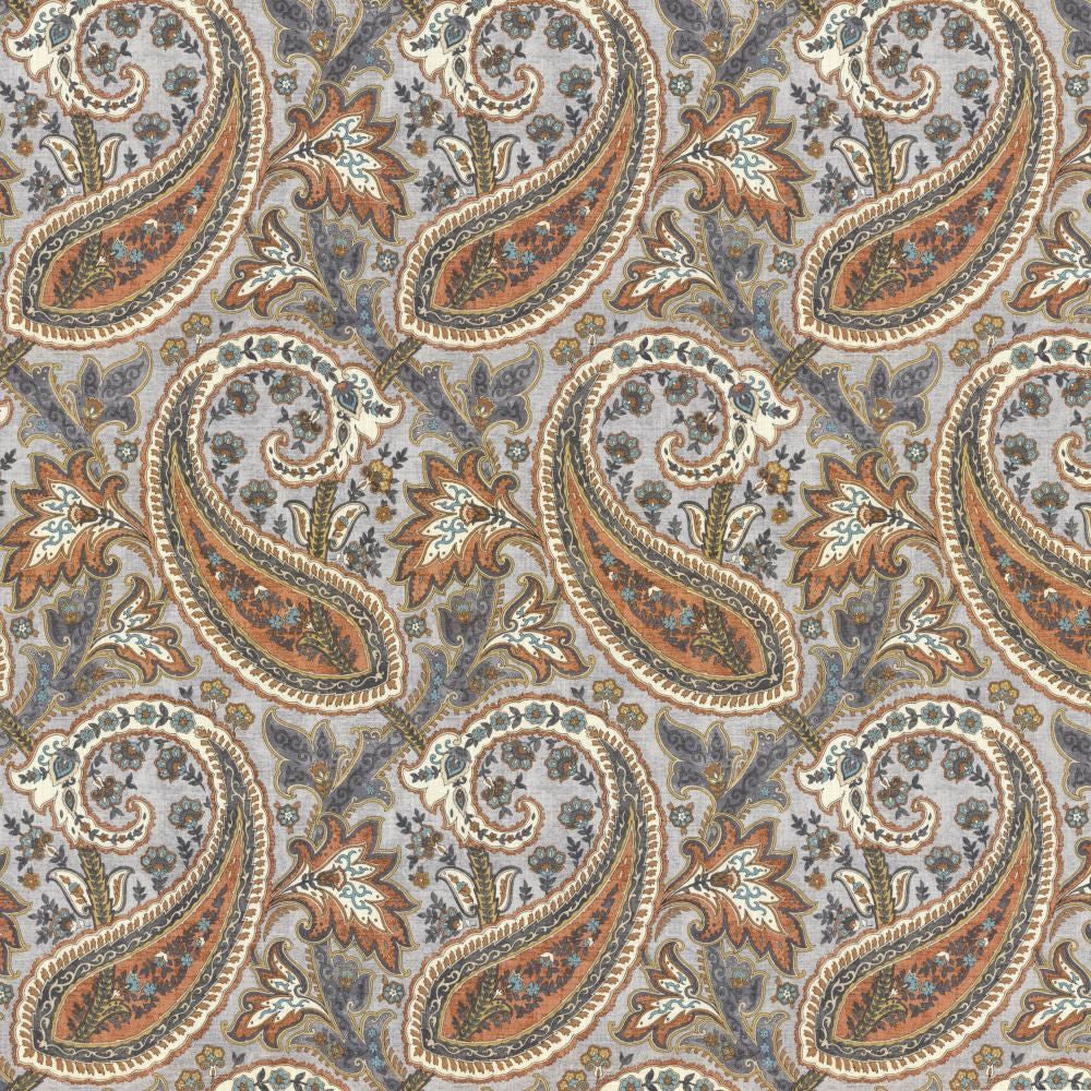 Parisi Paisley Persimmon by Kasmir Fabric 5121 55% Linen
45% Cotton
 CHINA </p><p>Repeat: Horizontal: 13 4/8 inches and Vertical: 27 inches 53 - Fabric Carolina -