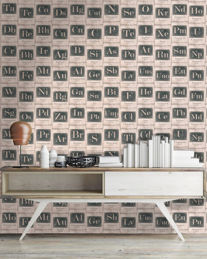 Periodic Table Of Elements Sand Premium Wallpaper by Mind the Gap Designer Wallpaper WALLPAPER DESIGNER COLLECTION Non-woven Made in Europe Paste the wall 3 rolls x 20.5 x 3.25 yards - Swanky Fabrics -