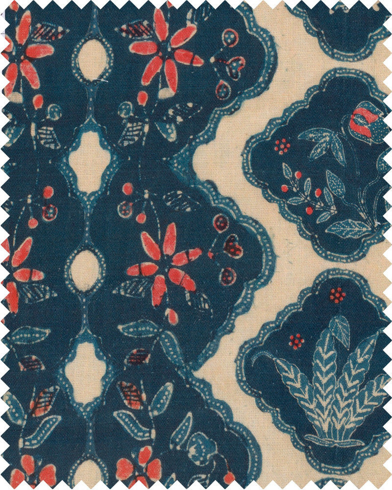 Mind The Gap Fabric PHOENICIA BATIK Linen (FB00064) | FB00064 | SUNDANCE VILLA | Indigo, Red, Taupe | Fabric Carolina | https://www.fabriccarolina.com/