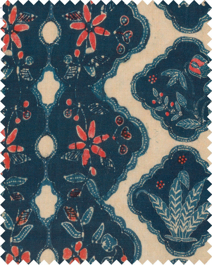 Mind The Gap Fabric PHOENICIA BATIK Linen (FB00064) | FB00064 | SUNDANCE VILLA | Indigo, Red, Taupe | Fabric Carolina | https://www.fabriccarolina.com/