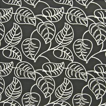 Philodendron Black by Kasmir Fabric 1369 80% Cotton 20% Polyester INDIA Not Tested H: 17 4/8 inches, V: 19 inches 56 - Fabric Carolina - Kasmir