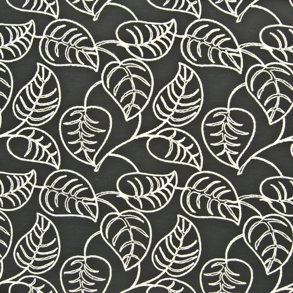 Philodendron Black by Kasmir Fabric 1369 INDIA Not Tested H: 17 4/8 inches, V:19 inches 56 - Fabric Carolina - Kasmir