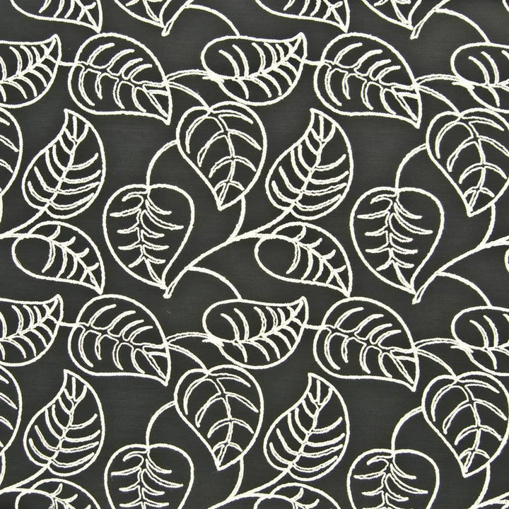 Philodendron Black by Kasmir Fabric 1369 INDIA Not Tested H: 17 4/8 inches, V:19 inches 56 - Fabric Carolina - Kasmir